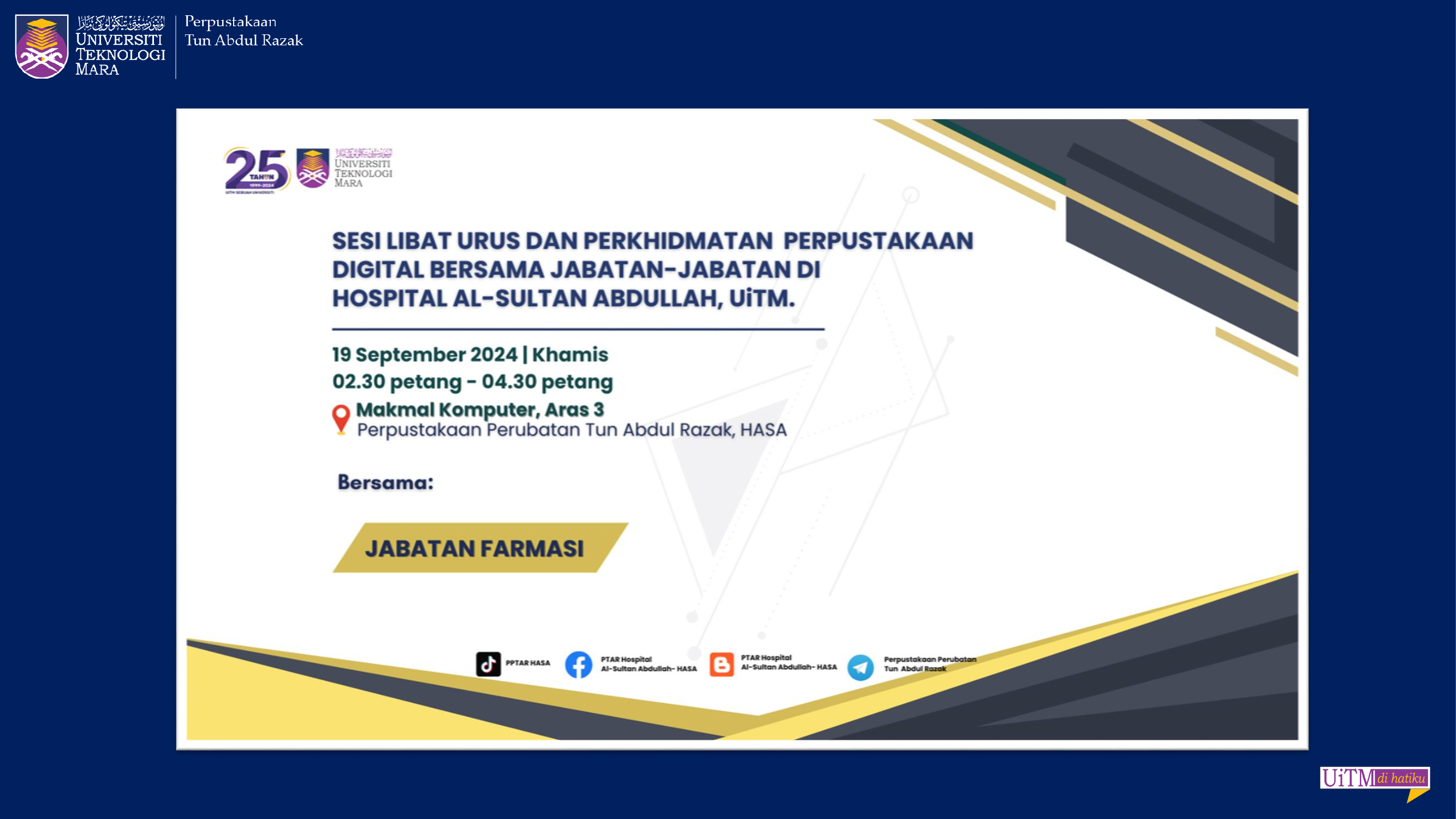 SESI LIBAT URUS DAN PERKHIDMATAN PERPUSTAKAAN DIGITAL BERSAMA JABATAN FARMASI